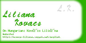 liliana kovacs business card
